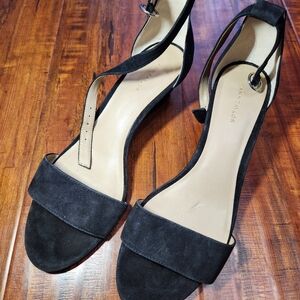 Ann Taylor Black Suede Heeled Sandals